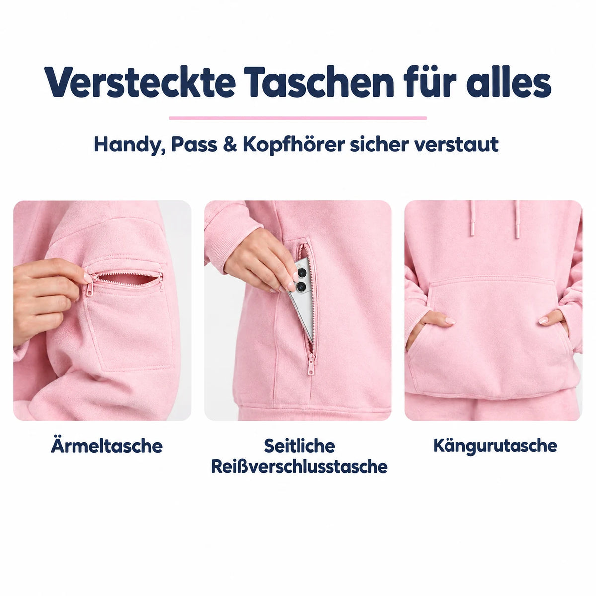 Versteckte Taschen für alles